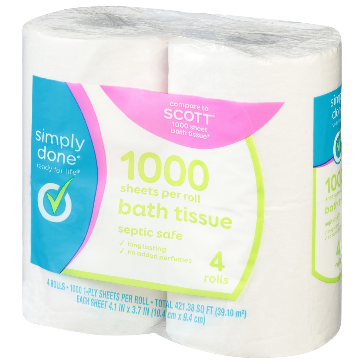 slide 9 of 9, Simply Done Bath Tissue, 1-Ply 4 Ea, 4 ct