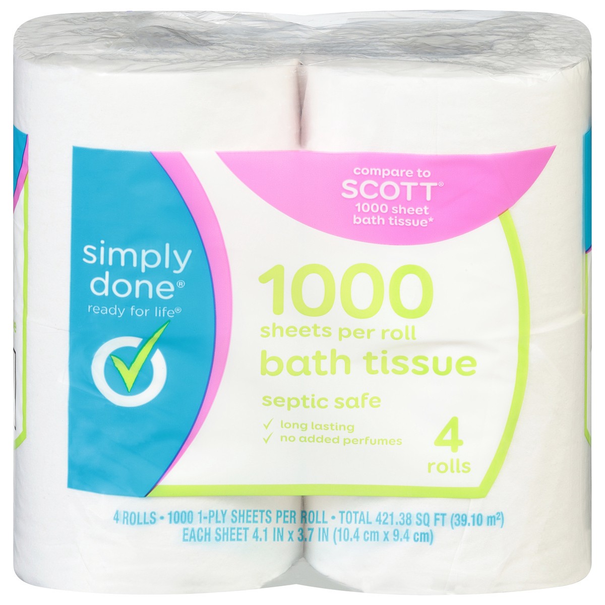 slide 1 of 9, Simply Done Bath Tissue, 1-Ply 4 Ea, 4 ct