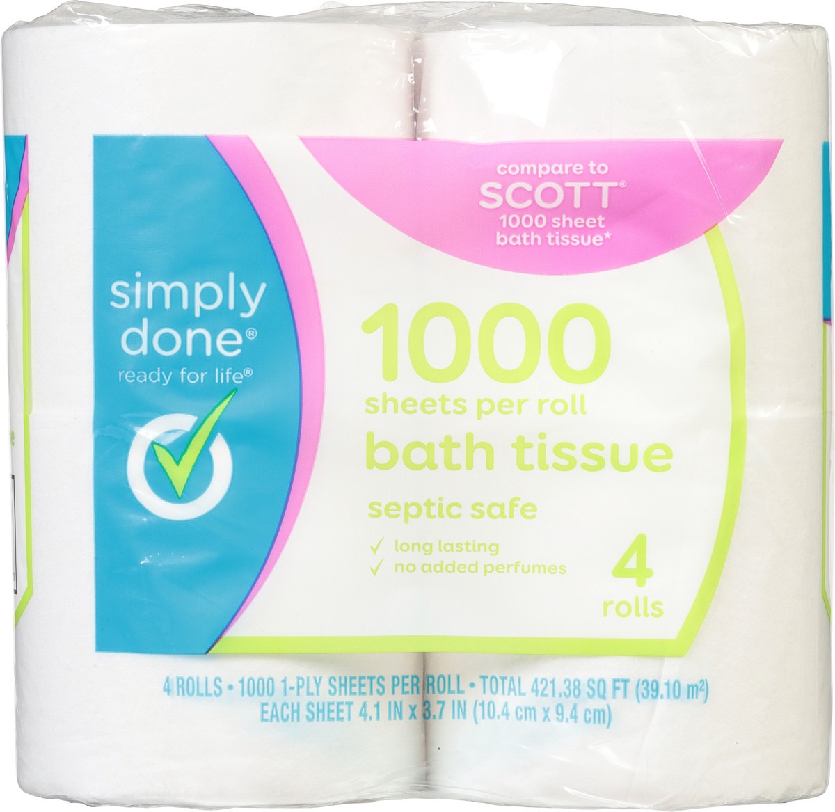 slide 4 of 9, Simply Done Bath Tissue, 1-Ply 4 Ea, 4 ct