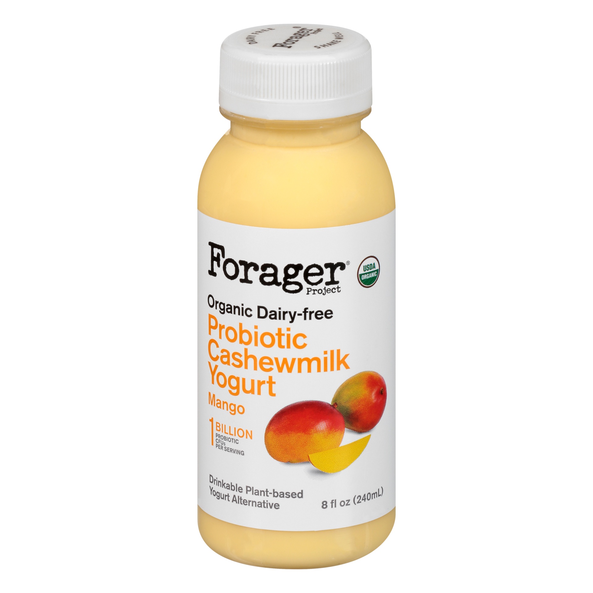 slide 1 of 1, Forager Project Organic Mango Probiotic Drinkable Cashewmilk Yogurt, 8 fl oz