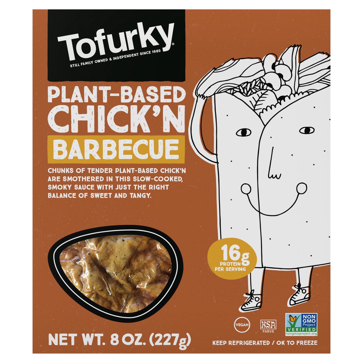 slide 1 of 6, Tofurky Barbecue Chick'n, 8 oz