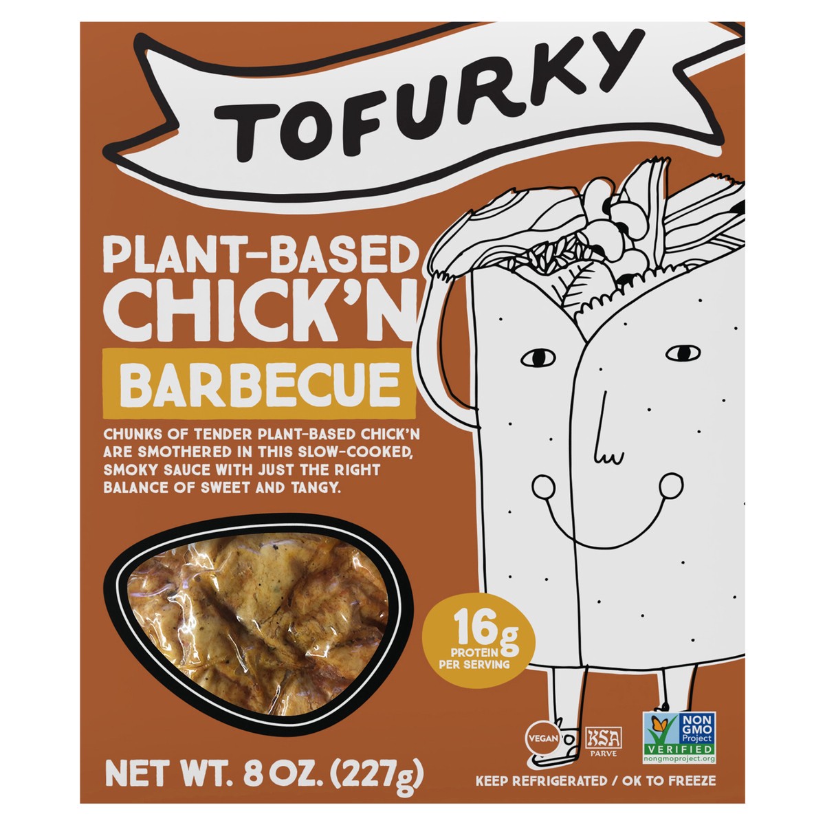 slide 1 of 6, Tofurky Barbecue Chick'n, 8 oz