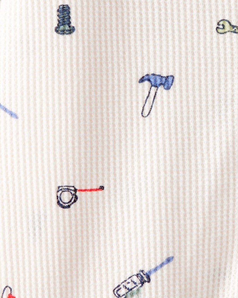 slide 2 of 3, Carter's Baby Boy Construction Print Cotton Long-Sleeve Snug Fit Sleep & Play Pajamas - White Cream NB, 1 ct