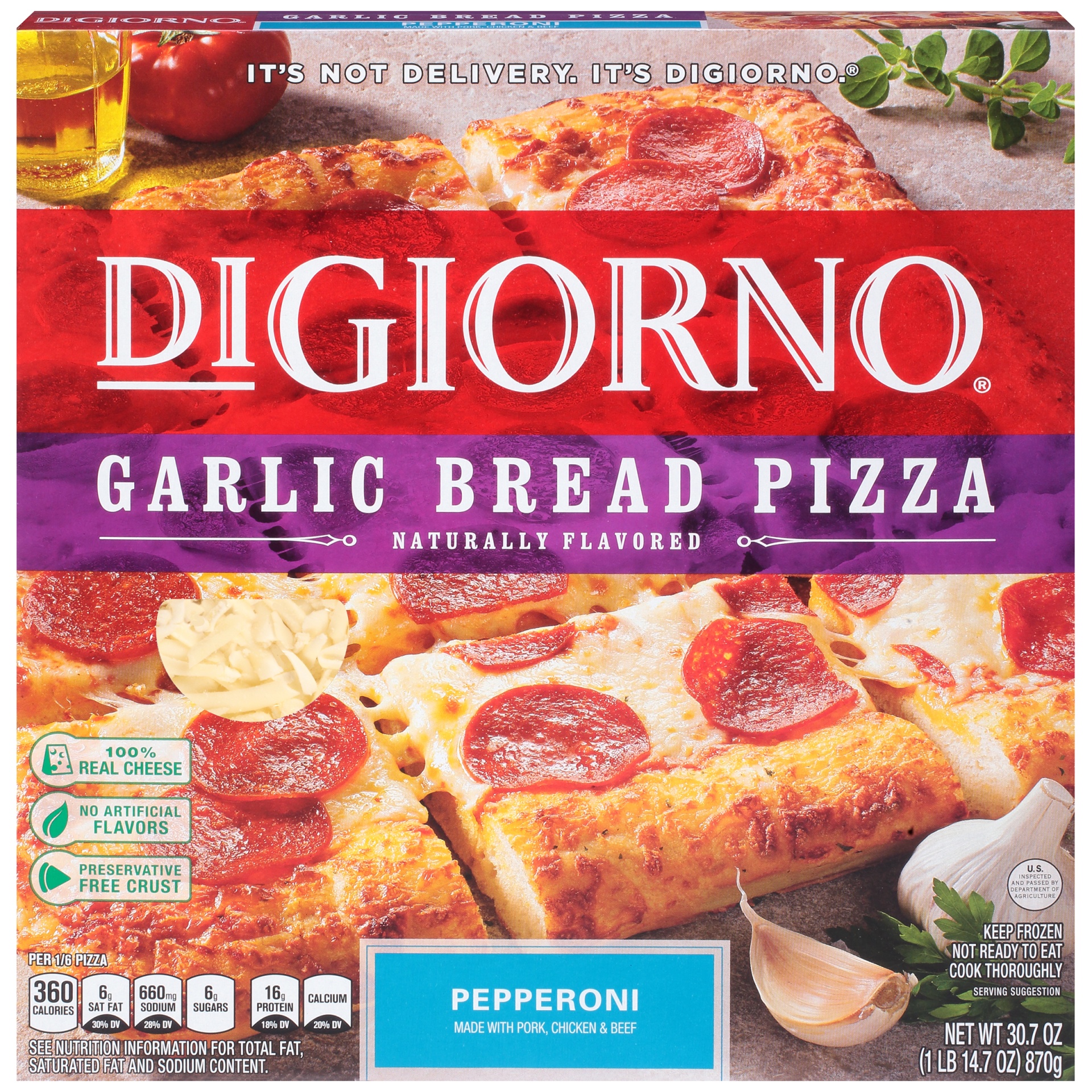 slide 2 of 2, DiGiorno Pepperoni Garlic Bread Pizza, 30.7 oz