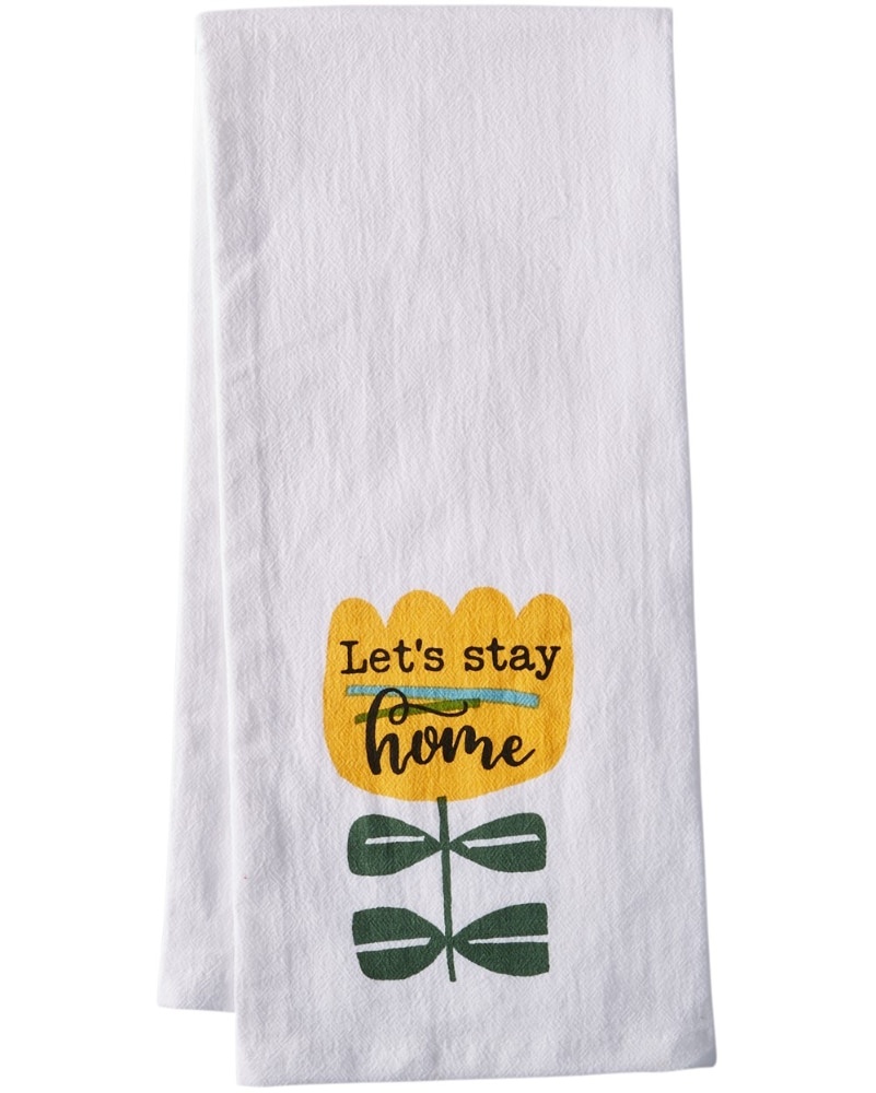 slide 1 of 1, Dash of That Let's Stay Home Flour Sack Towel - White, 1 ct