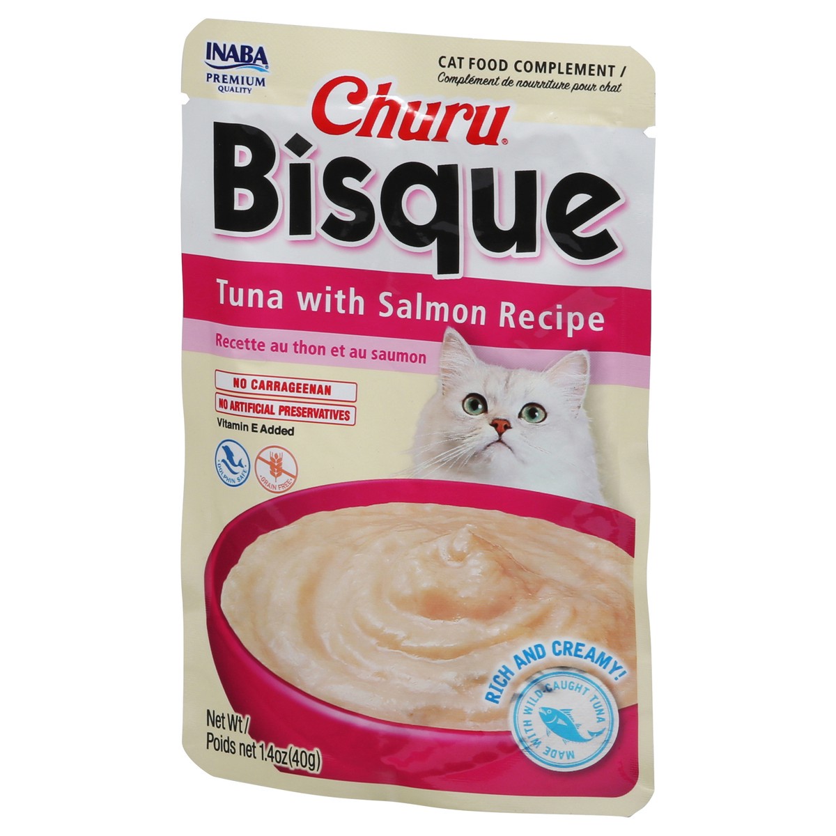 slide 3 of 15, Inaba Churu Bisque for Cats, Creamy Lickable Purée Side Dish with Vitamin E, 1.4 Ounces, Tuna with Salmon Recipe, 1 ct