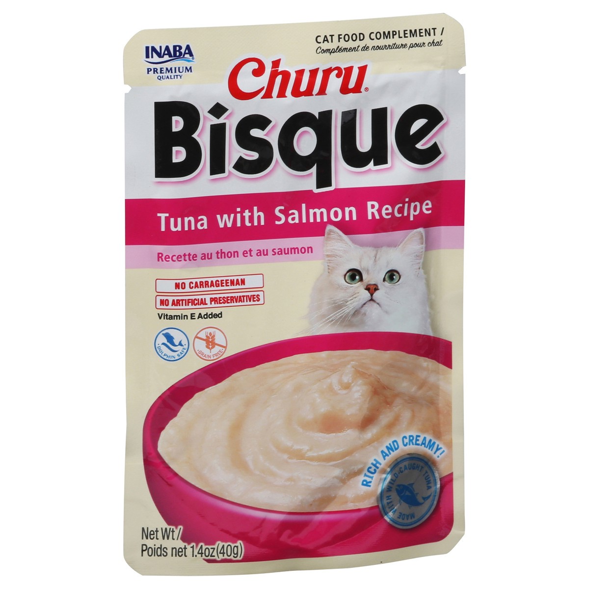 slide 6 of 15, Inaba Churu Bisque for Cats, Creamy Lickable Purée Side Dish with Vitamin E, 1.4 Ounces, Tuna with Salmon Recipe, 1 ct
