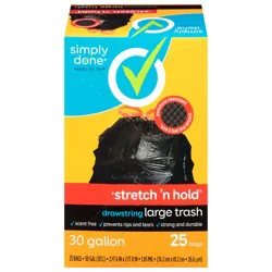 Simply Done 30 Gallon Large Drawstring Trash Bags - 25 ct