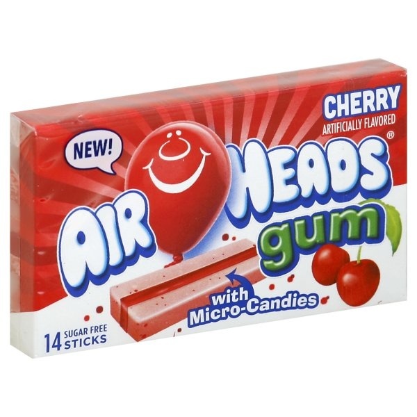 slide 1 of 4, Airheads Gum Cherry, 14 ct