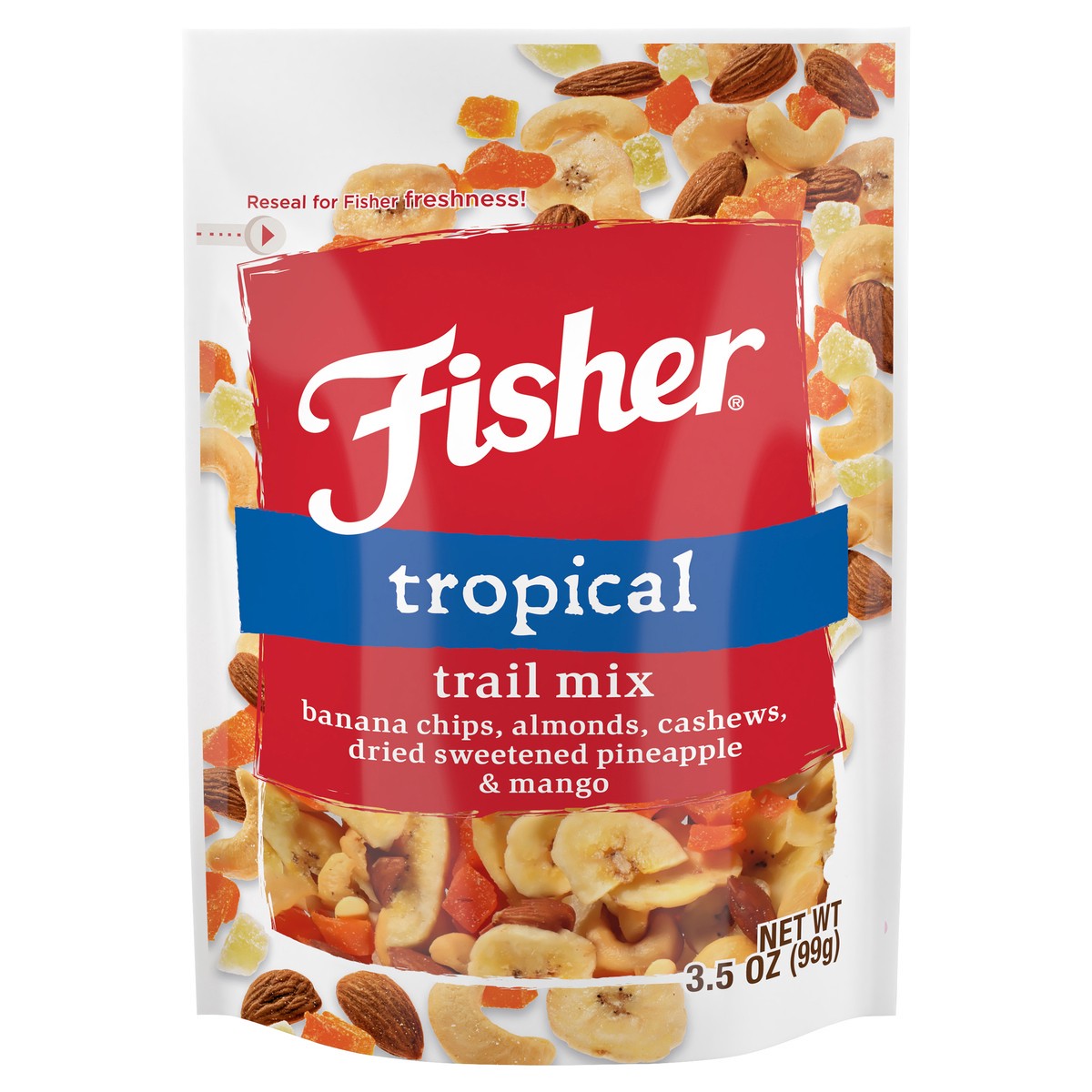 slide 14 of 14, Fisher Trail Mix Tropical, 3.5 oz