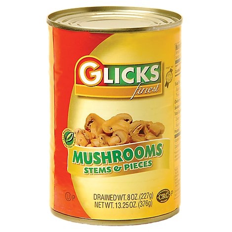 slide 1 of 1, Glicks Mushrooms S&P, 8 oz