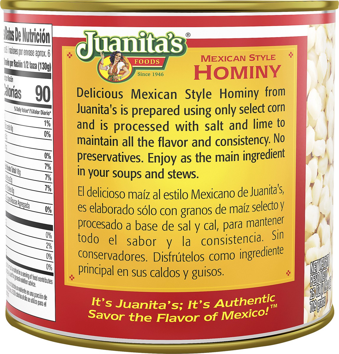 slide 3 of 4, Juanita's Mexican Style Hominy, Canned Hominy, 25 oz Shelf Stable, 25 oz