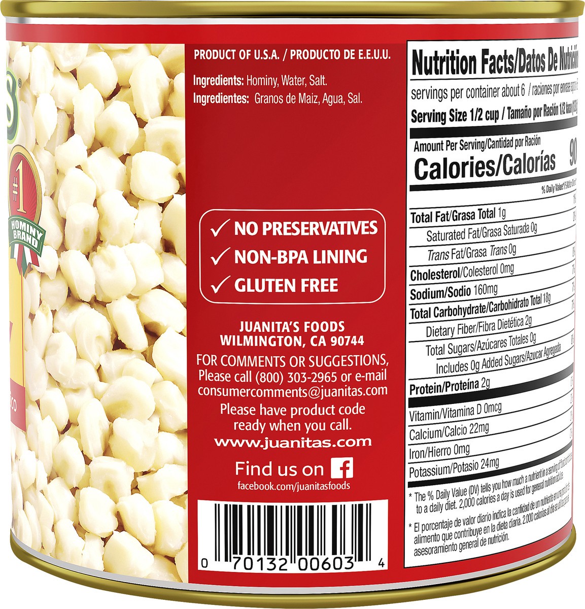 slide 2 of 4, Juanita's Mexican Style Hominy, Canned Hominy, 25 oz Shelf Stable, 25 oz