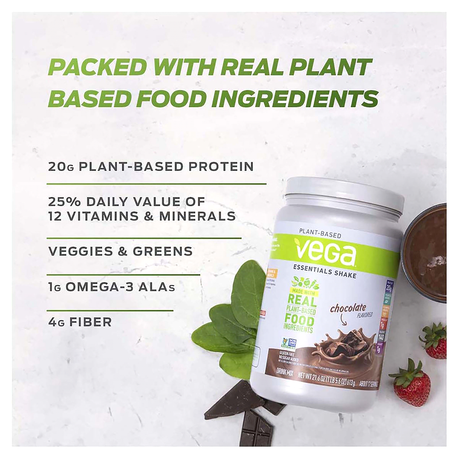 slide 3 of 13, Vega Essentials Chocolate Protein Powder, 21.6 oz