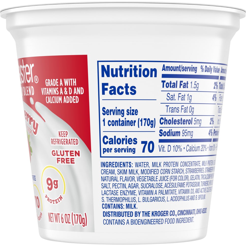 slide 4 of 4, Kroger Carbmaster Cultured Dairy Blend Strawberry Yogurt, 6 oz