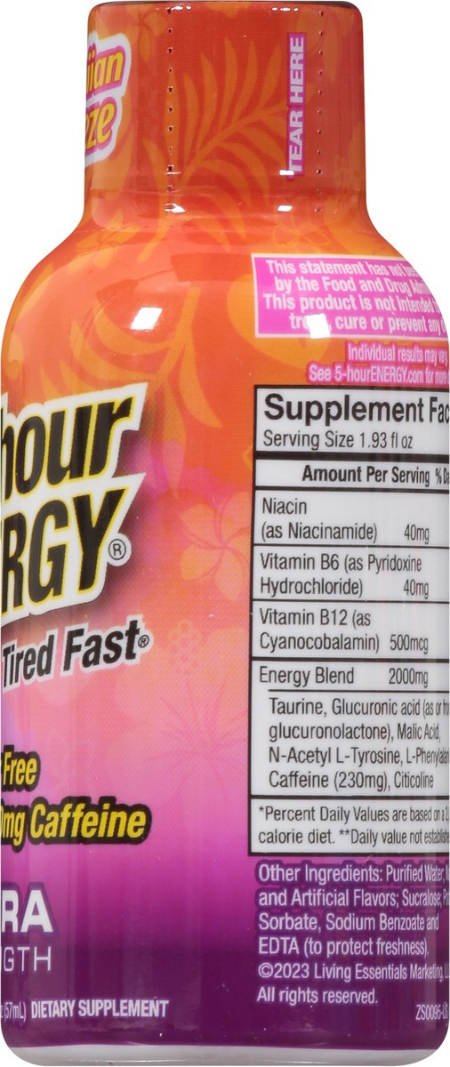 slide 6 of 13, 5-Hour Energy Fixes Tired Fast Extra Strength Hawaiian Breeze Energy Shot - 1.93 fl oz, 1.93 fl oz