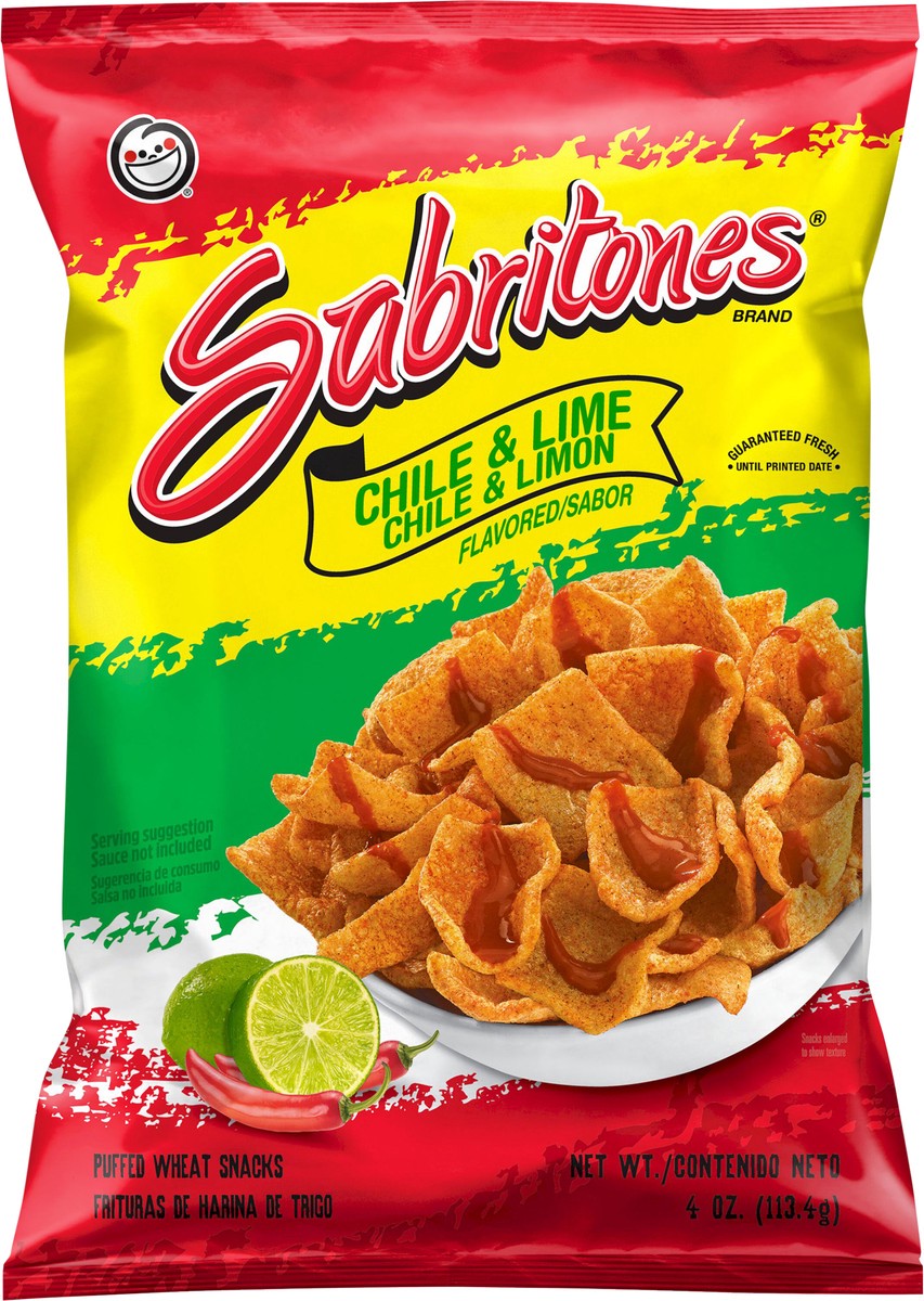 slide 2 of 4, Sabritones Puffed Wheat Snacks, Chile & Lime, 4 ct