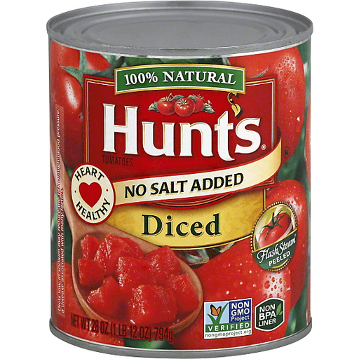 slide 2 of 2, Hunt's No Salt Added Diced Tomatoes, 28 oz