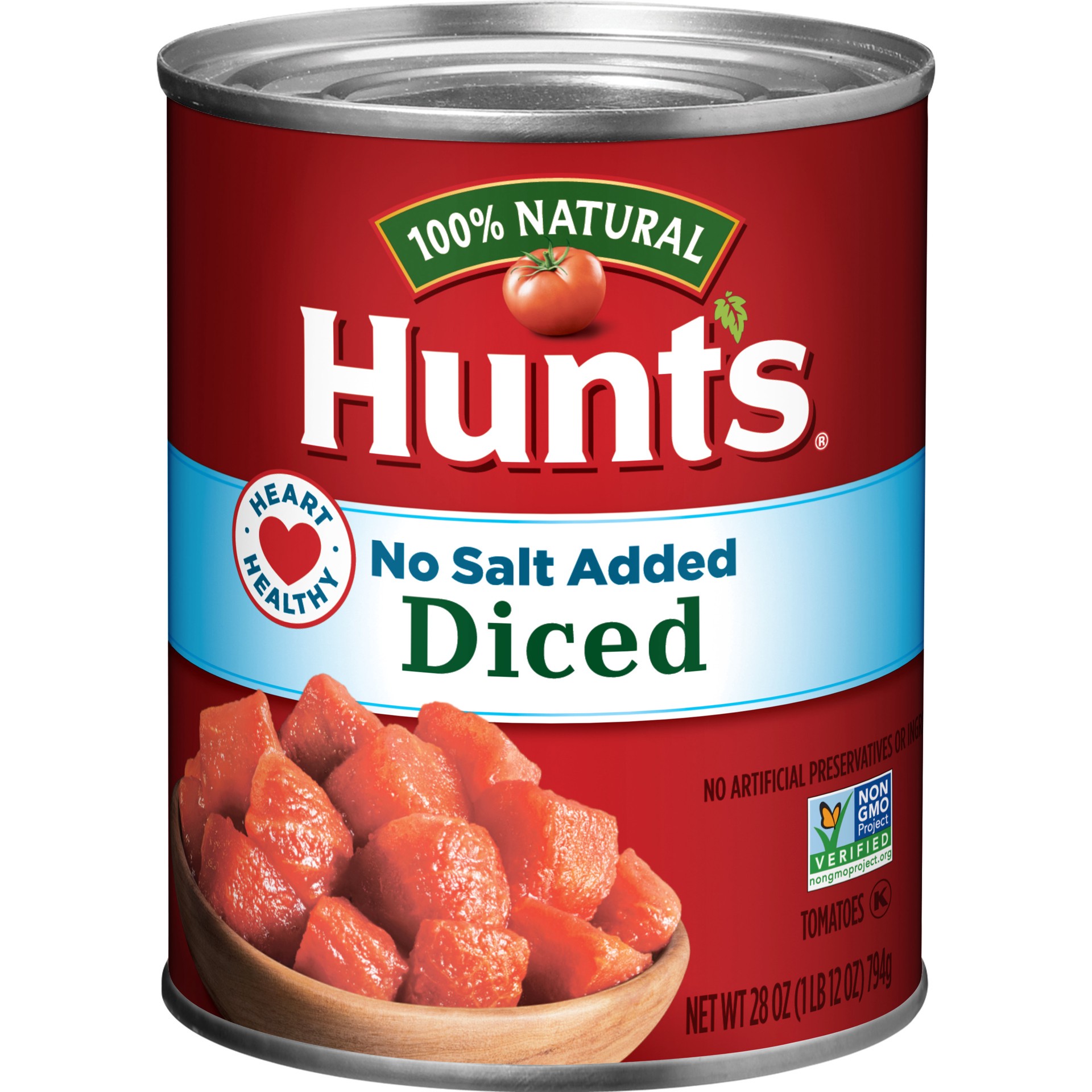 slide 1 of 5, Hunt's Diced No Salt Added Tomatoes 28 oz, 28 oz