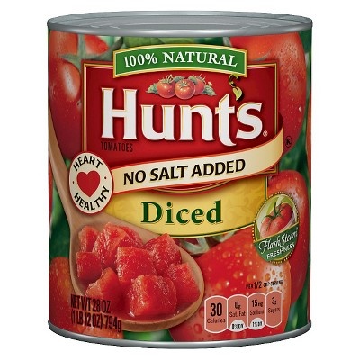 slide 1 of 2, Hunt's No Salt Added Diced Tomatoes, 28 oz