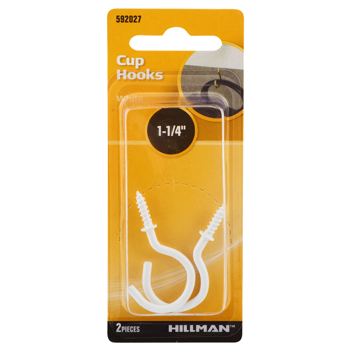 slide 1 of 1, Hillman White Mug Hooks, 1-1/4", 2 ct