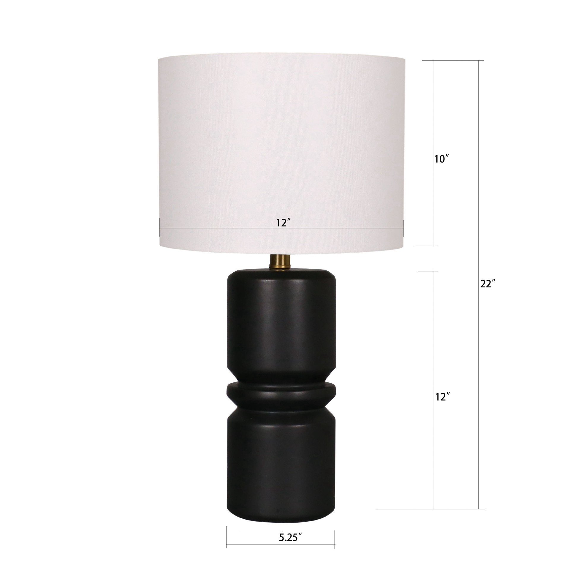 slide 2 of 4, 22" Black Ceramic Table Lamp With White Fabric Shade By Ashland, 22 in