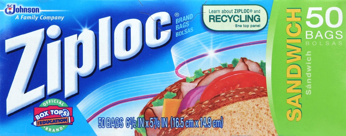 slide 1 of 5, Ziploc Sandwich Bags 50 ea, 50 ct