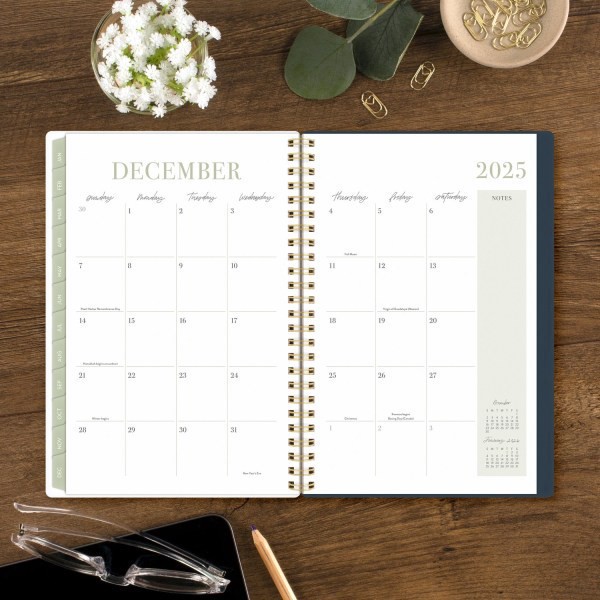 slide 2 of 9, 2025 Leah Bisch For Cambridge Weekly/Monthly Planner, 5-1/2"" X 8-1/2"", Navy Floral, January To December, Lb34-200, 1 ct