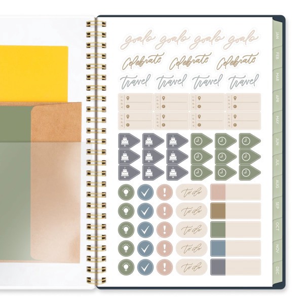 slide 6 of 9, 2025 Leah Bisch For Cambridge Weekly/Monthly Planner, 5-1/2"" X 8-1/2"", Navy Floral, January To December, Lb34-200, 1 ct