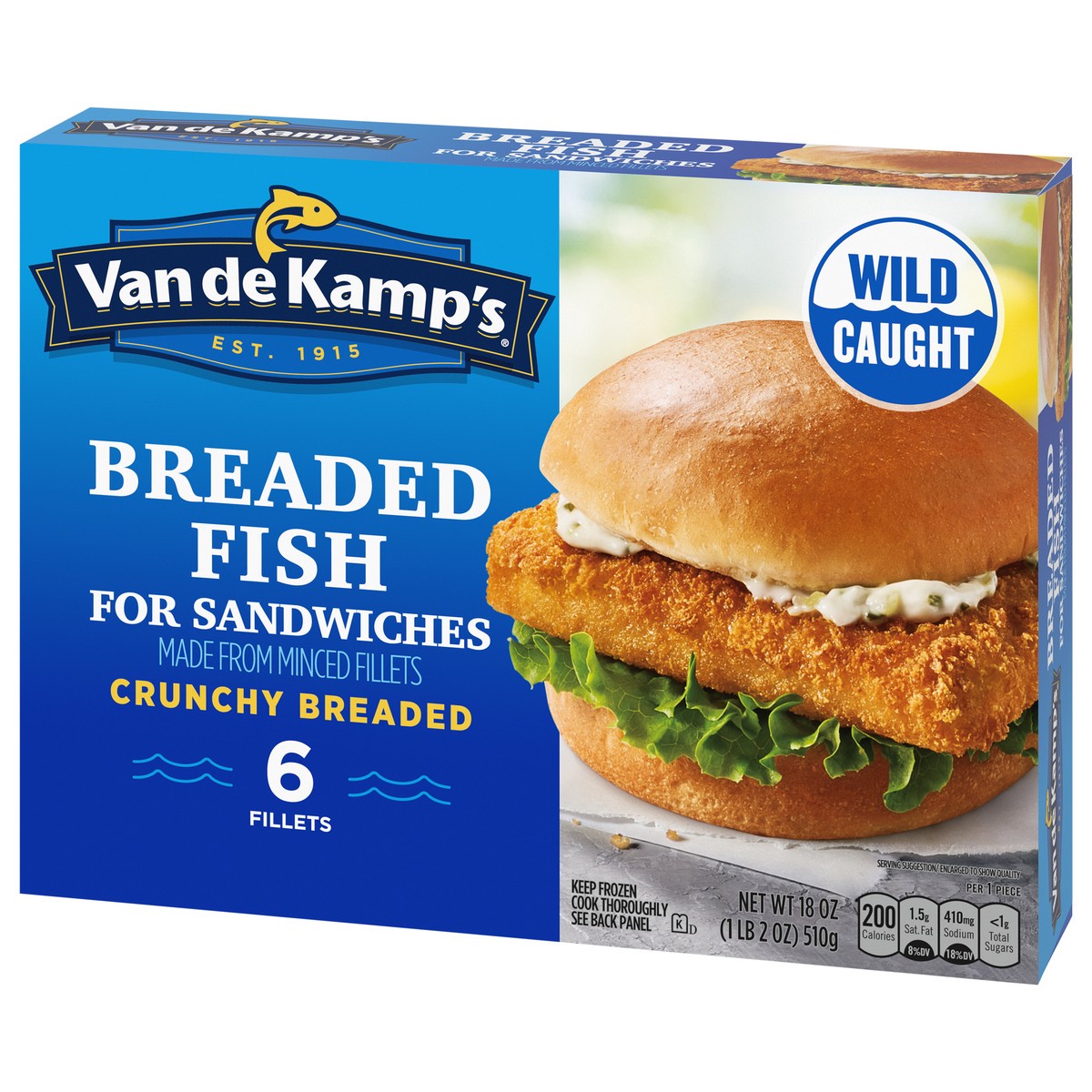 slide 9 of 9, Van de Kamp's Crunchy Breaded Fish for Sandwiches, 6 Fillets, 18 oz, 6 ct