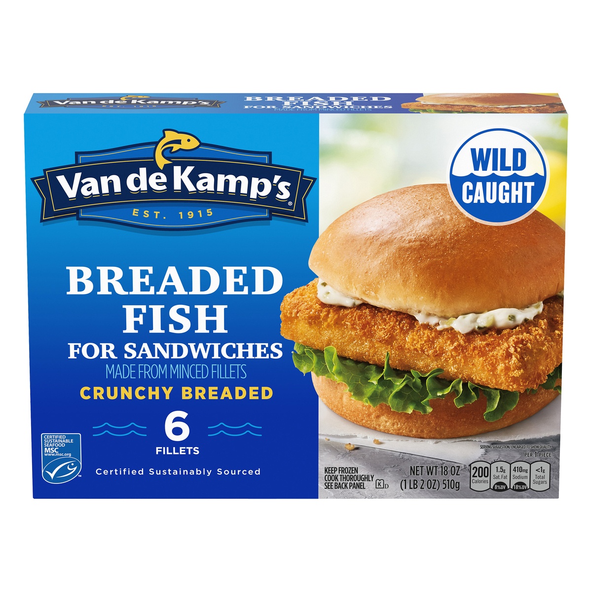 slide 1 of 1, Van de Kamp's Original Recipe Fish Sandwich Fillets, 18 oz