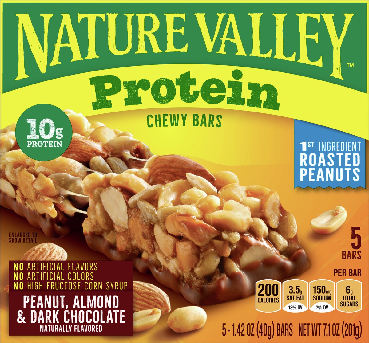 slide 5 of 13, Nature Valley Chewy Protein Granola Bars, Peanut Almond Dark Chocolate, 5 Bars, 7.1 OZ, 5 ct