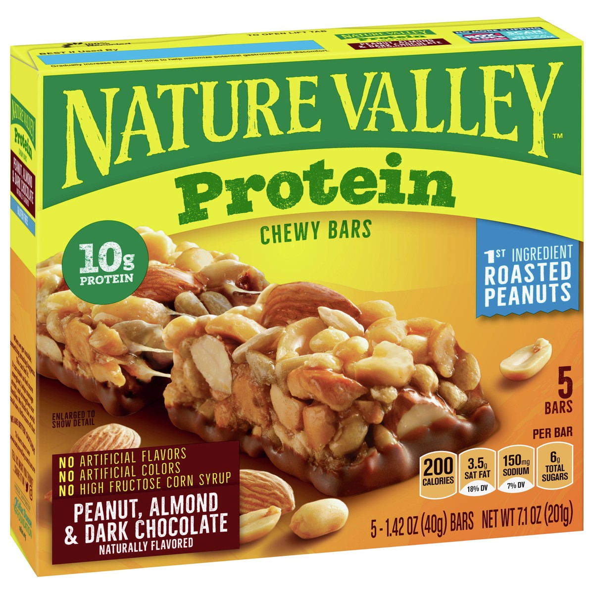 slide 10 of 13, Nature Valley Chewy Protein Granola Bars, Peanut Almond Dark Chocolate, 5 Bars, 7.1 OZ, 5 ct