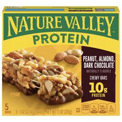 Nature Valley Chewy Protein Granola Bars, Peanut Almond Dark Chocolate, 5 Bars, 7.1 OZ