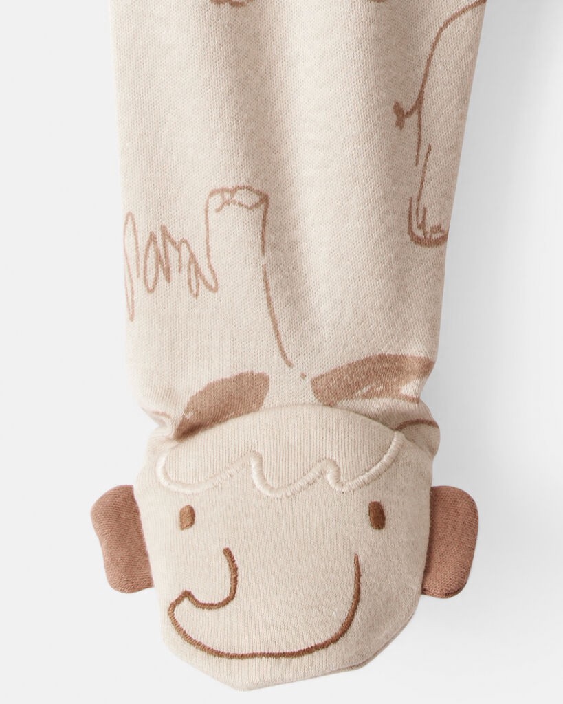 slide 2 of 4, Carter's Baby Boy Mammoth Print 100% Cotton Long-Sleeve Snug Fit Sleep & Play Pajamas - Beige Beige 3M, 1 ct