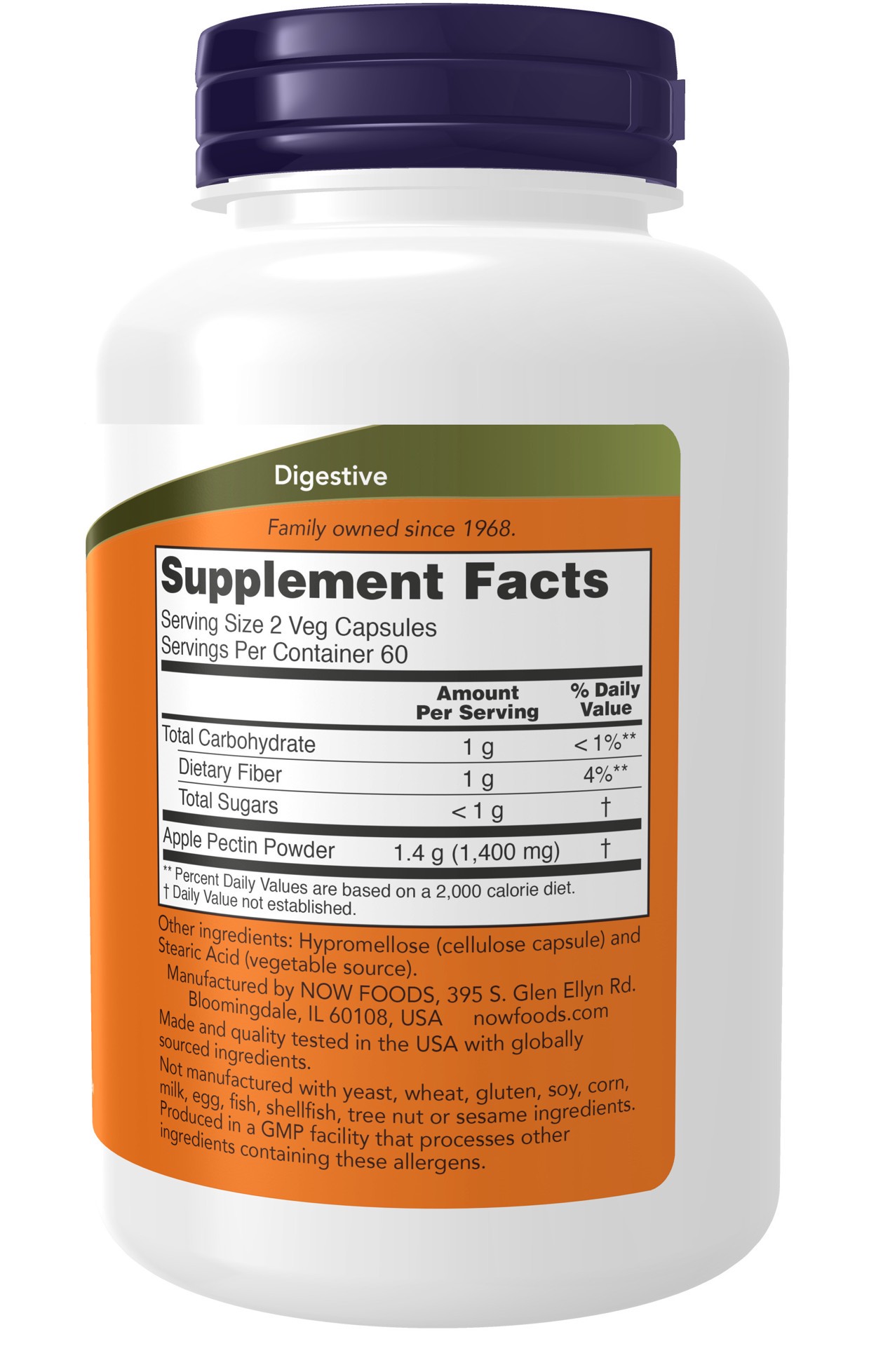 slide 3 of 4, NOW Supplements Apple Pectin 700 mg - 120 Veg Capsules, 120 ct