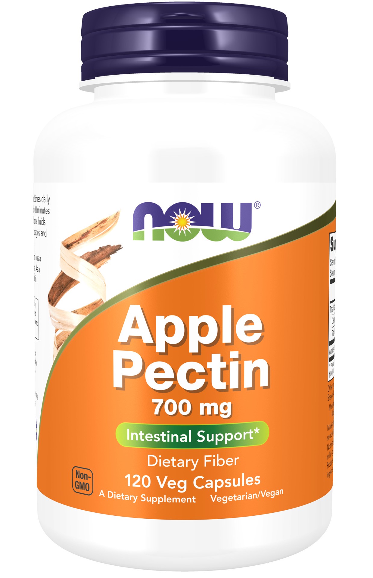 slide 1 of 4, NOW Supplements Apple Pectin 700 mg - 120 Veg Capsules, 120 ct