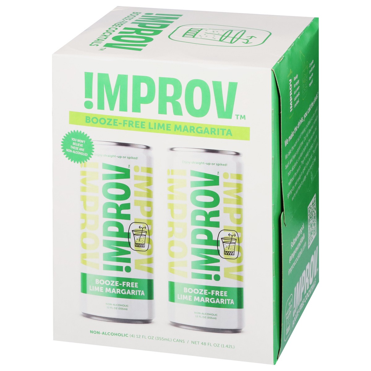 slide 2 of 4, Improv Booze-Free Lime Margarita Cocktail 4 - 12 fl oz Cans, 4 ct