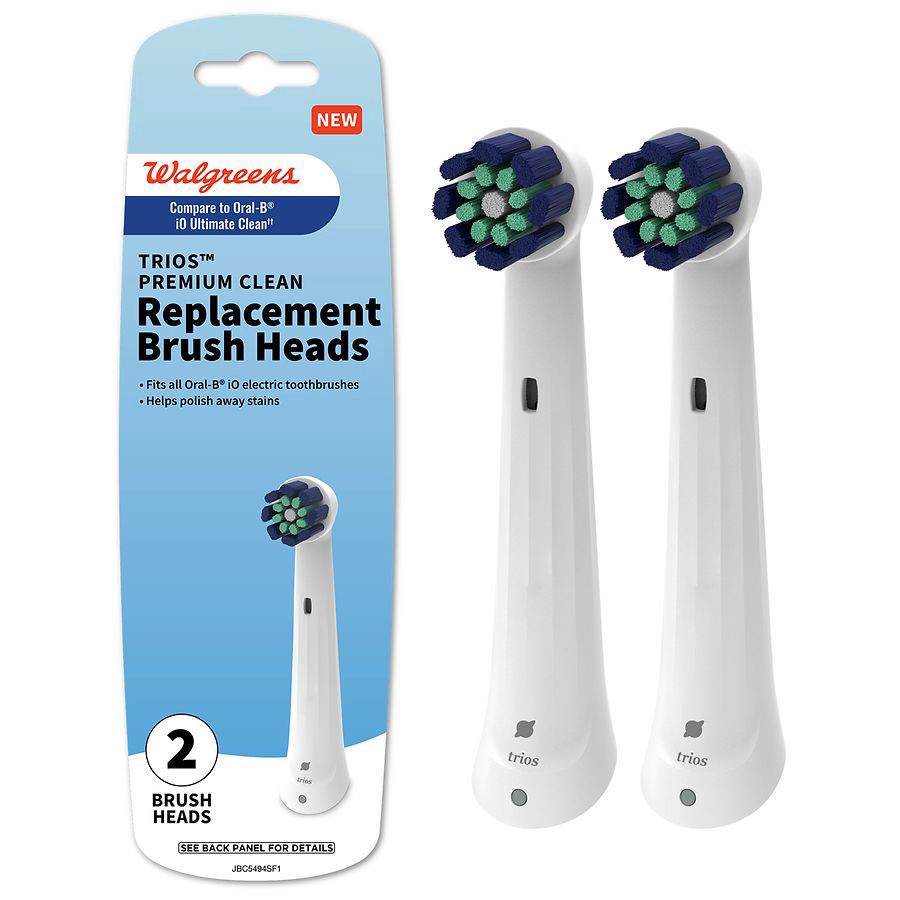 slide 1 of 5, Walgreens Trios Premium Clean Replacement Brush Heads, 2 ct