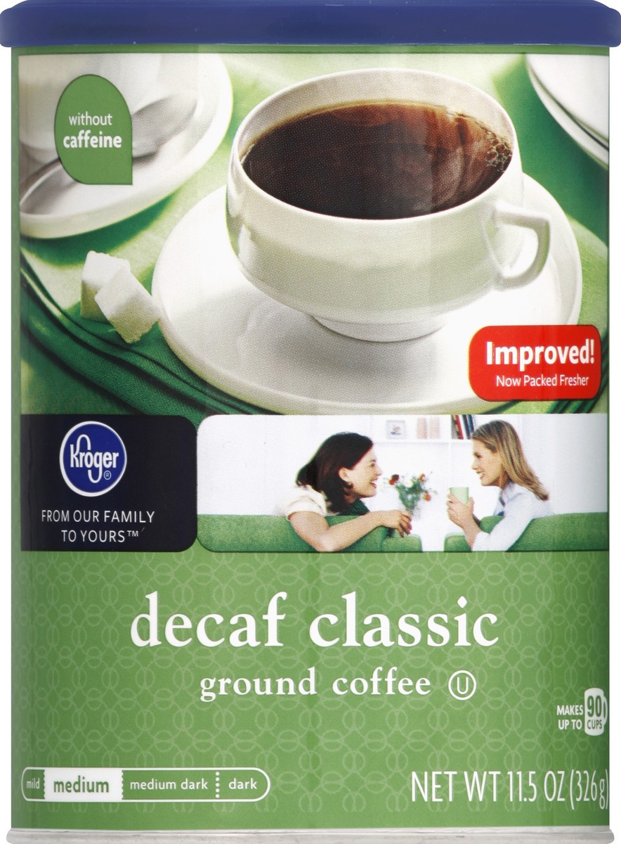 slide 2 of 3, Kroger Decaf Classic Medium Roast Ground Coffee, 11.5 oz