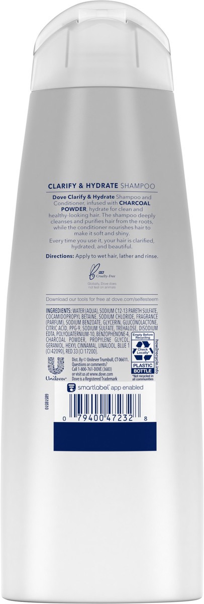 slide 2 of 3, Dove Shampoo Clarify & Hydrate, 12 fl oz, 12 oz