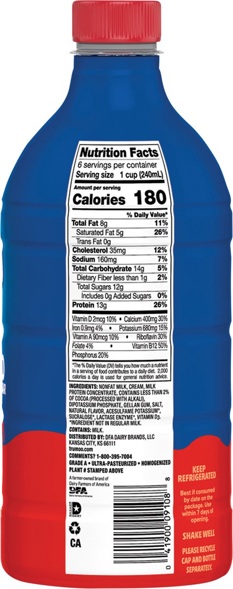 slide 14 of 15, Trumoo Milk Whole Chocolate Zero Added Sugar Lactose Free Protein Fortified Ultra Pasteurized 48 Fz - 48 FZ, 48 fl oz