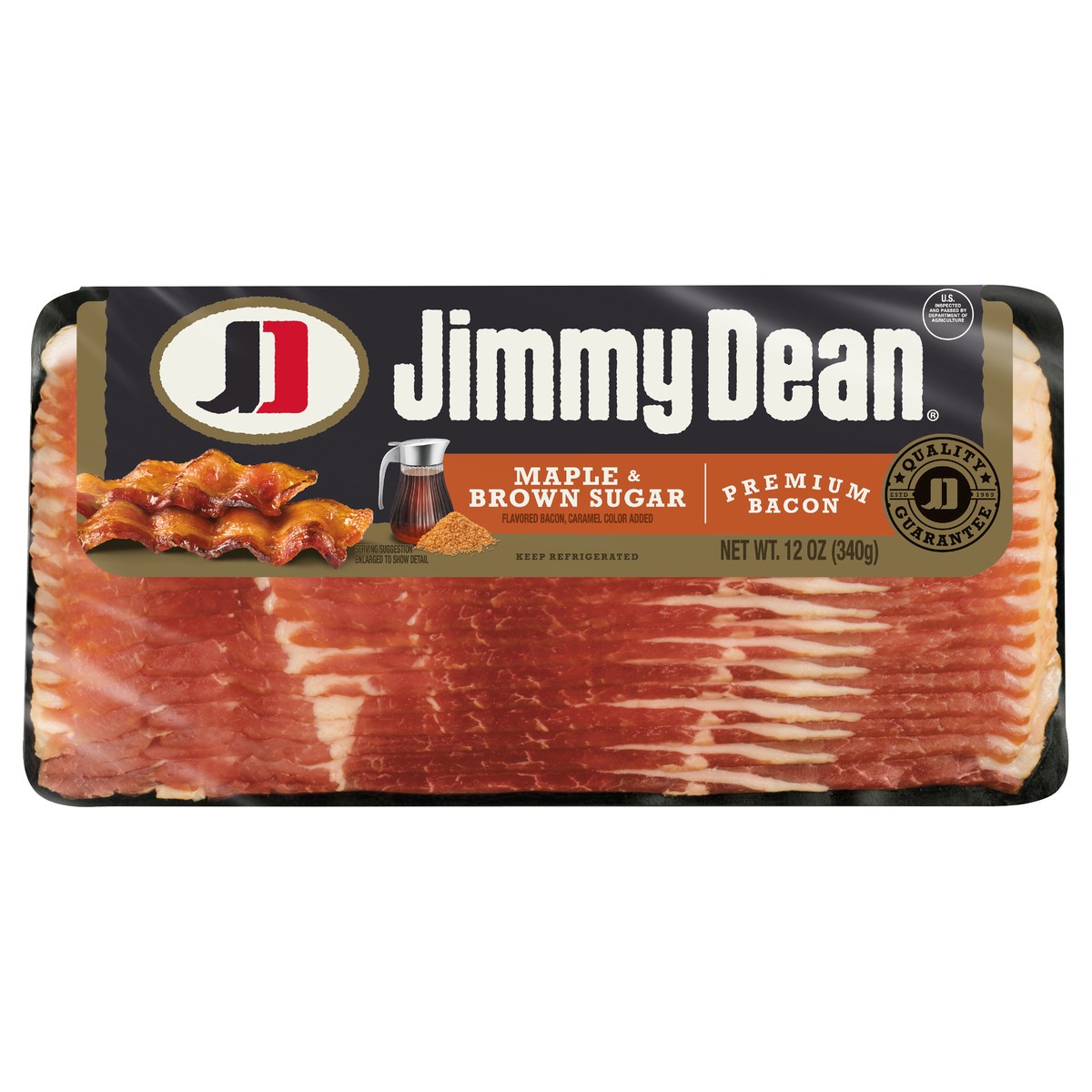 slide 2 of 8, Jimmy Dean Maple & Brown Sugar Premium Bacon, 12 oz Pack, 12 oz