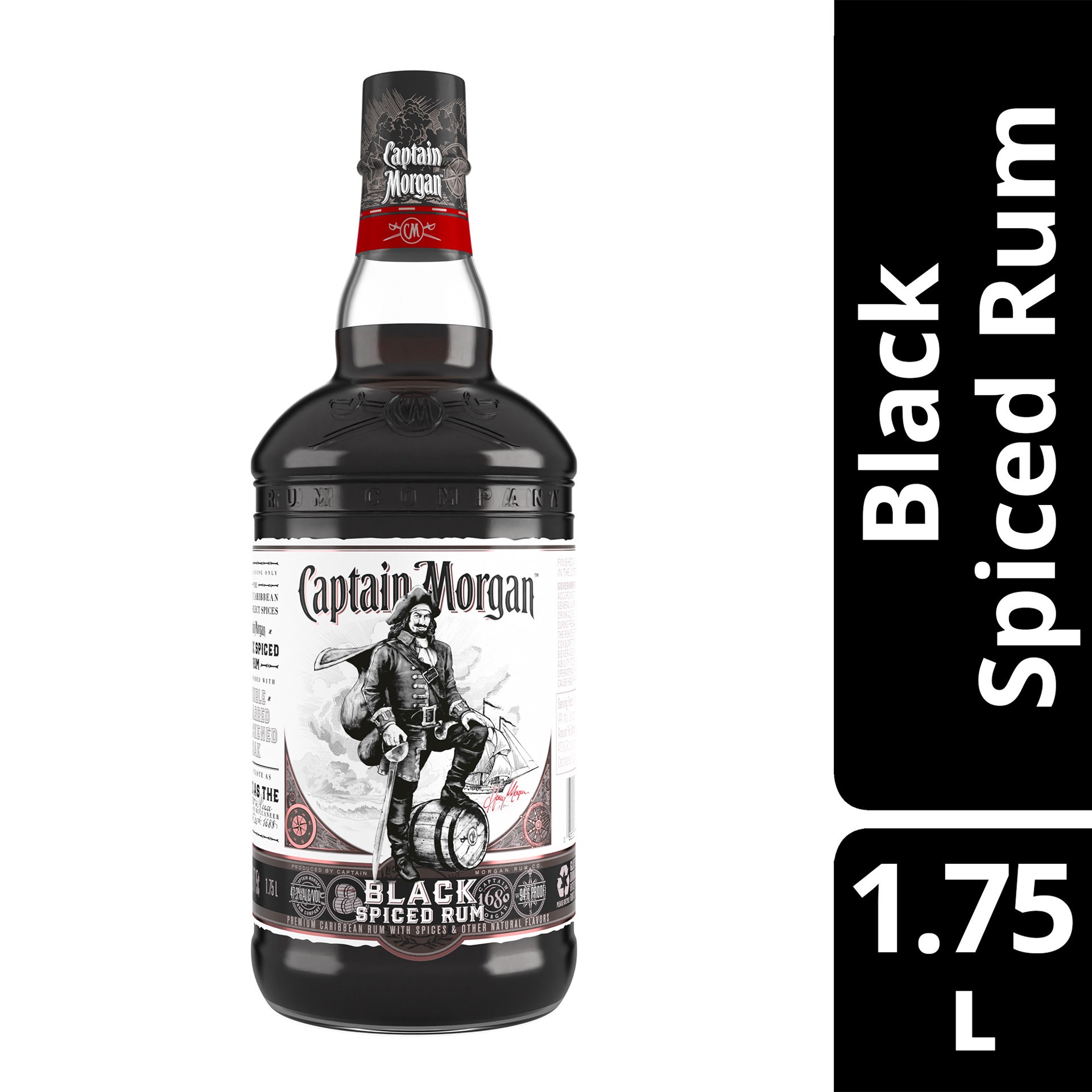 slide 3 of 4, Captain Morgan Rum Black Spiced, 1.75 liter