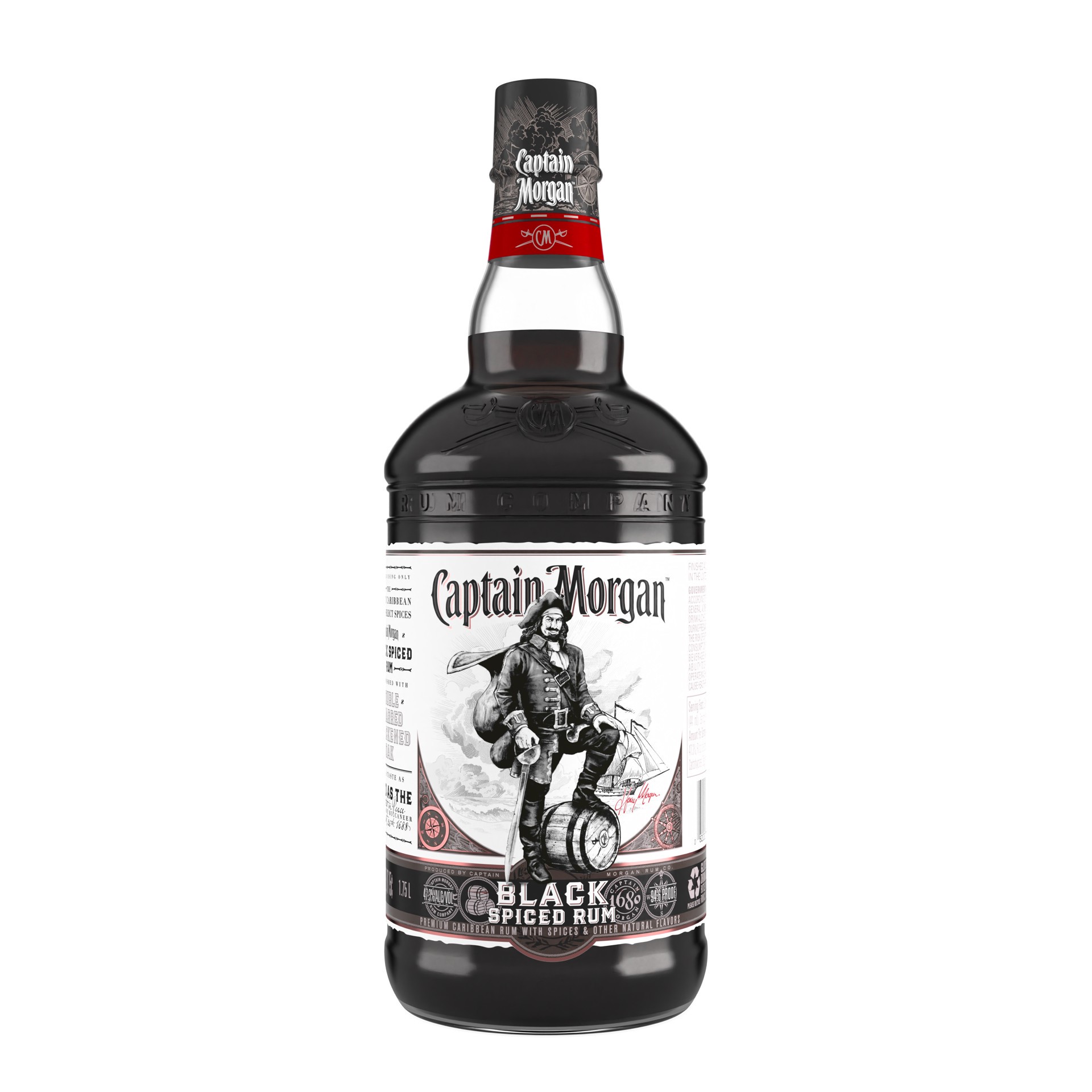 slide 1 of 4, Captain Morgan Rum Black Spiced, 1.75 liter