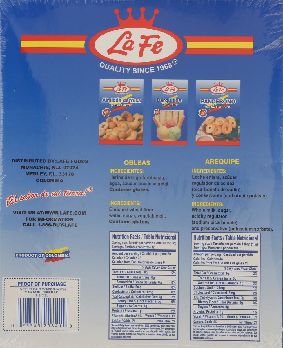 slide 9 of 13, La Fe Flour Wafer with Caramel Spread 1 ea, 7.76 oz