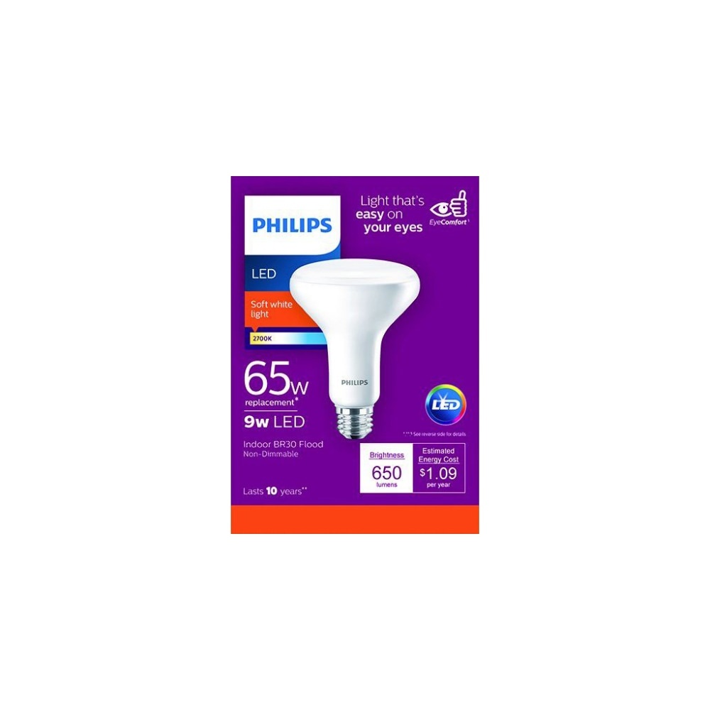 slide 1 of 1, Philips 9Watt 65Watt Indoor Br30 Led Floodlight Bulb Soft White, 1 ct