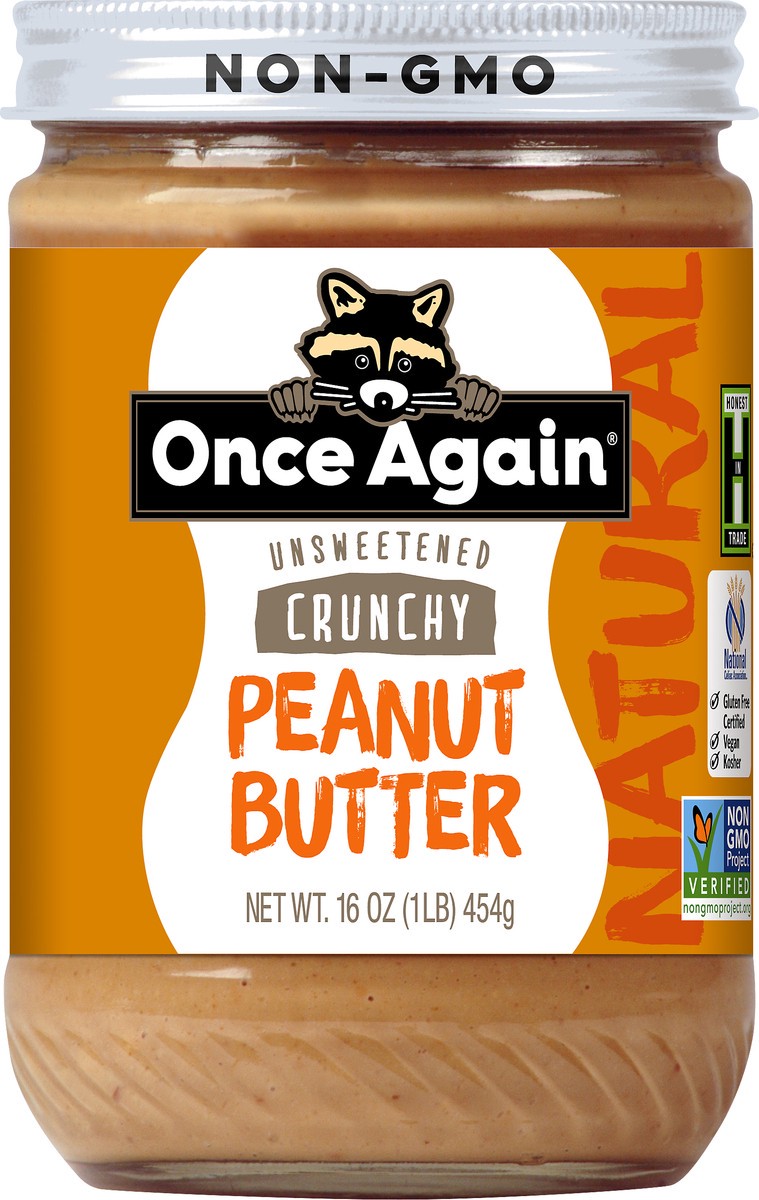 slide 2 of 2, Once Again Natural Crunchy Unsweetened Peanut Butter 16 oz, 16 oz