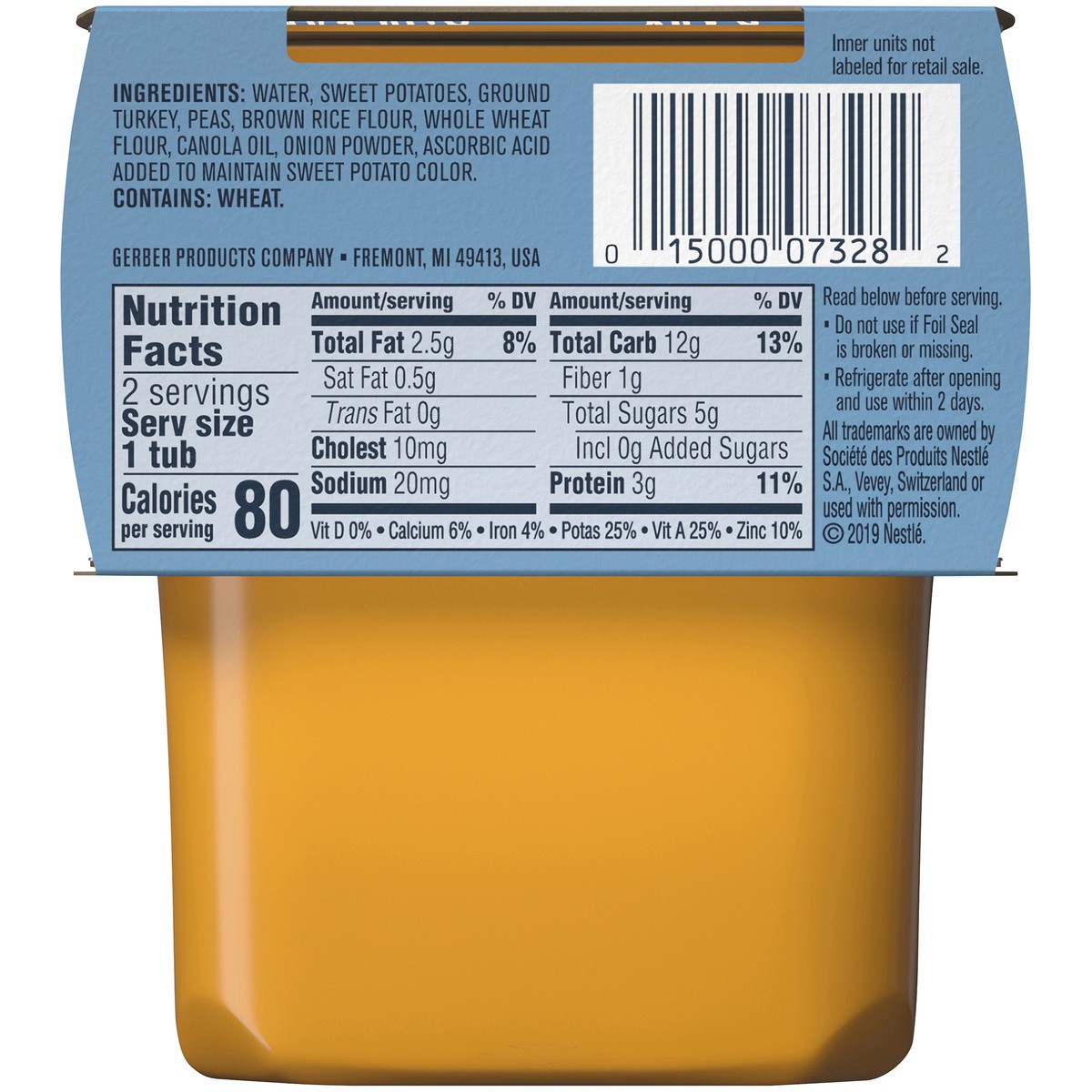 slide 3 of 9, Gerber Stage 2 Baby Food, Turkey Rice Puree Tub, Baby Puree, 2PK, 2 ct