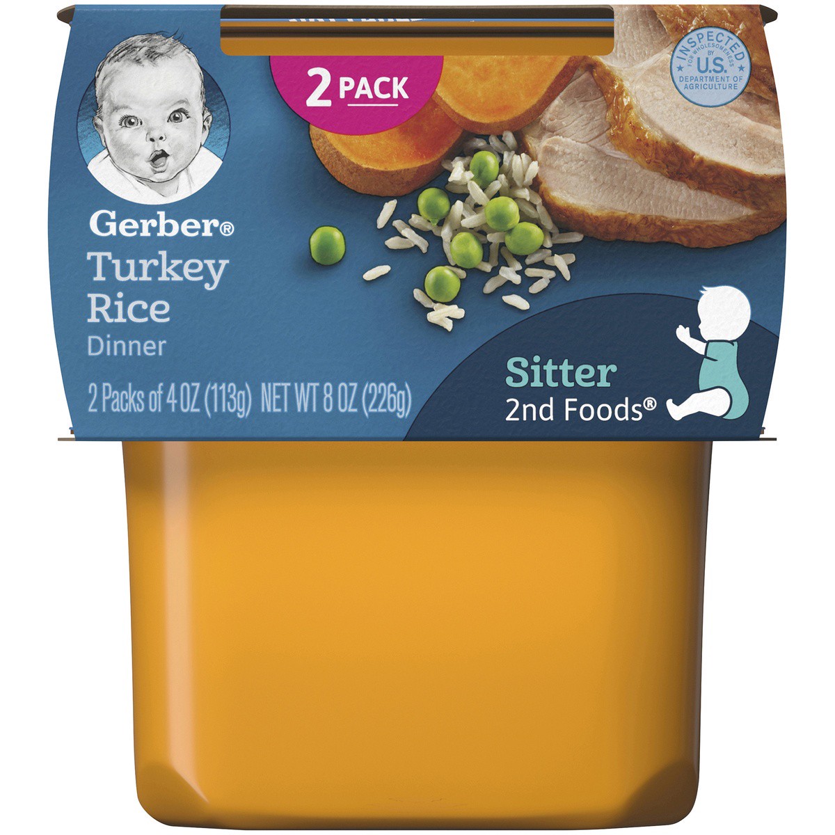 slide 2 of 9, Gerber Stage 2 Baby Food, Turkey Rice Puree Tub, Baby Puree, 2PK, 2 ct